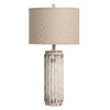 Table Lamp Set of 2 | Cream Brown Resin Fluted Column Base | Drum Shade | 32"