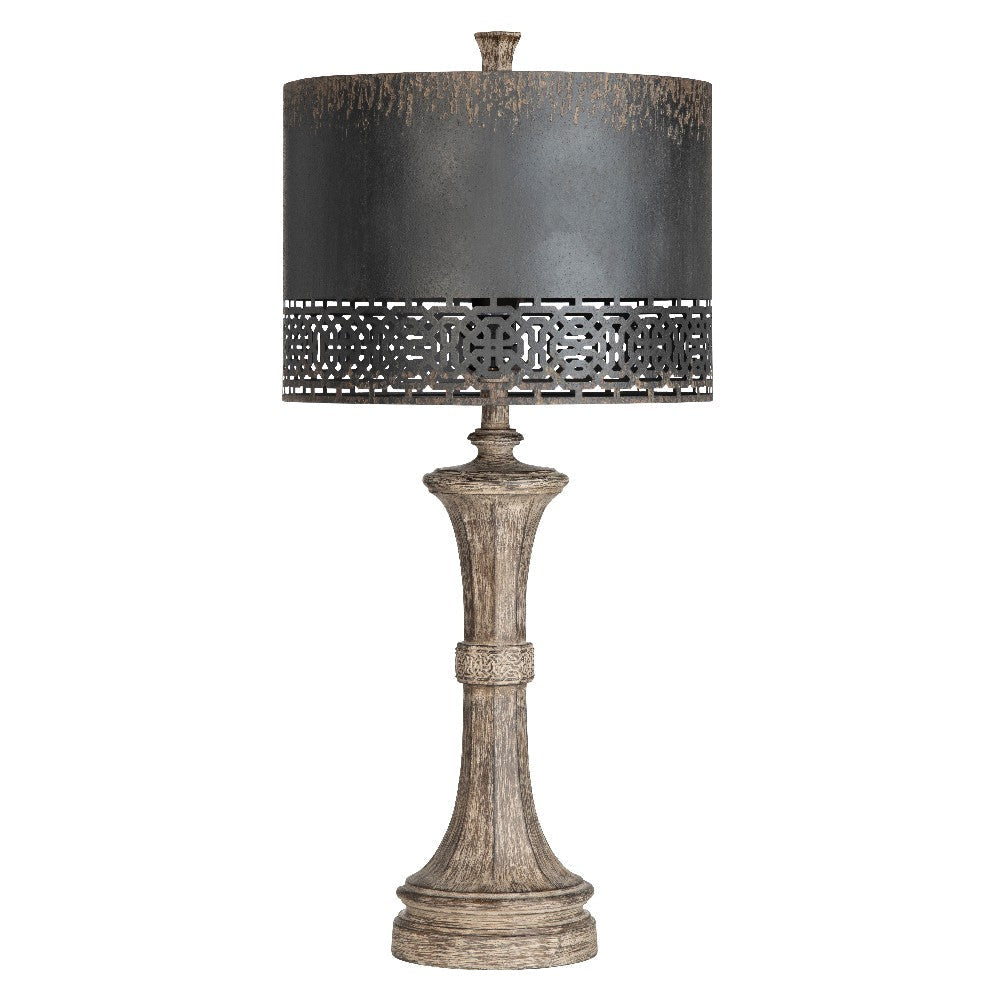 Classic Accent Table Lamp Set of 2 | Weathered Brown Turned Base | Metal Shade | 33"