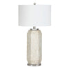 Table Lamp Set of 2 | White Resin | Coastal Pearl Shell | Drum Shade | 31"