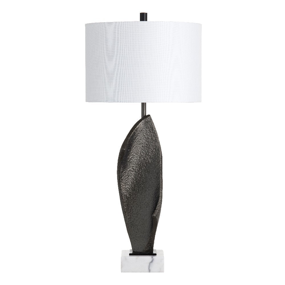 Table Lamp Set of 2 | Black and White | Resin and Marble | Linen Shade | 33"