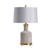 Table Lamp Set of 2 | Gray Cement | Gold Metal | White Shade | 27"