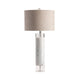 Table Lamp | White Marble and Clear Crystal Body | Beige Shade | 32"