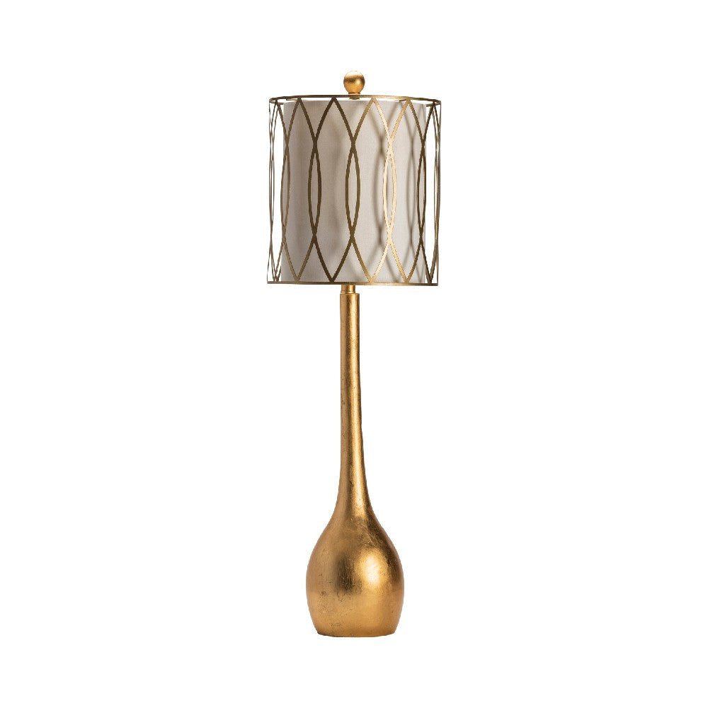 Table Lamp Set of 2 | Off White Silk Drum Shade | Vintage Gold Base | 39"
