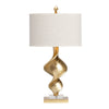 Modern Art Table Lamp Set of 2 | Gold Spiral | Crystal Base | White Shade