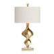 Modern Art Table Lamp Set of 2 | Gold Spiral | Crystal Base | White Shade