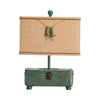 Resin Table Lamp Set of 2 | Tan Burlap Shade | Green Resin Tackle Box CCL-CVAVP829