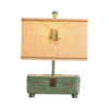Resin Table Lamp Set of 2 | Tan Burlap Shade | Green Resin Tackle Box CCL-CVAVP829