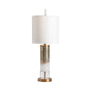 Table Lamp with Nightlight | White Shade | Turquoise Glass Gold Base