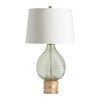 28’’ Table Lamp | White Shade | Green Glass Leaf | Brown Capiz Shell CCL-CVAZBS084