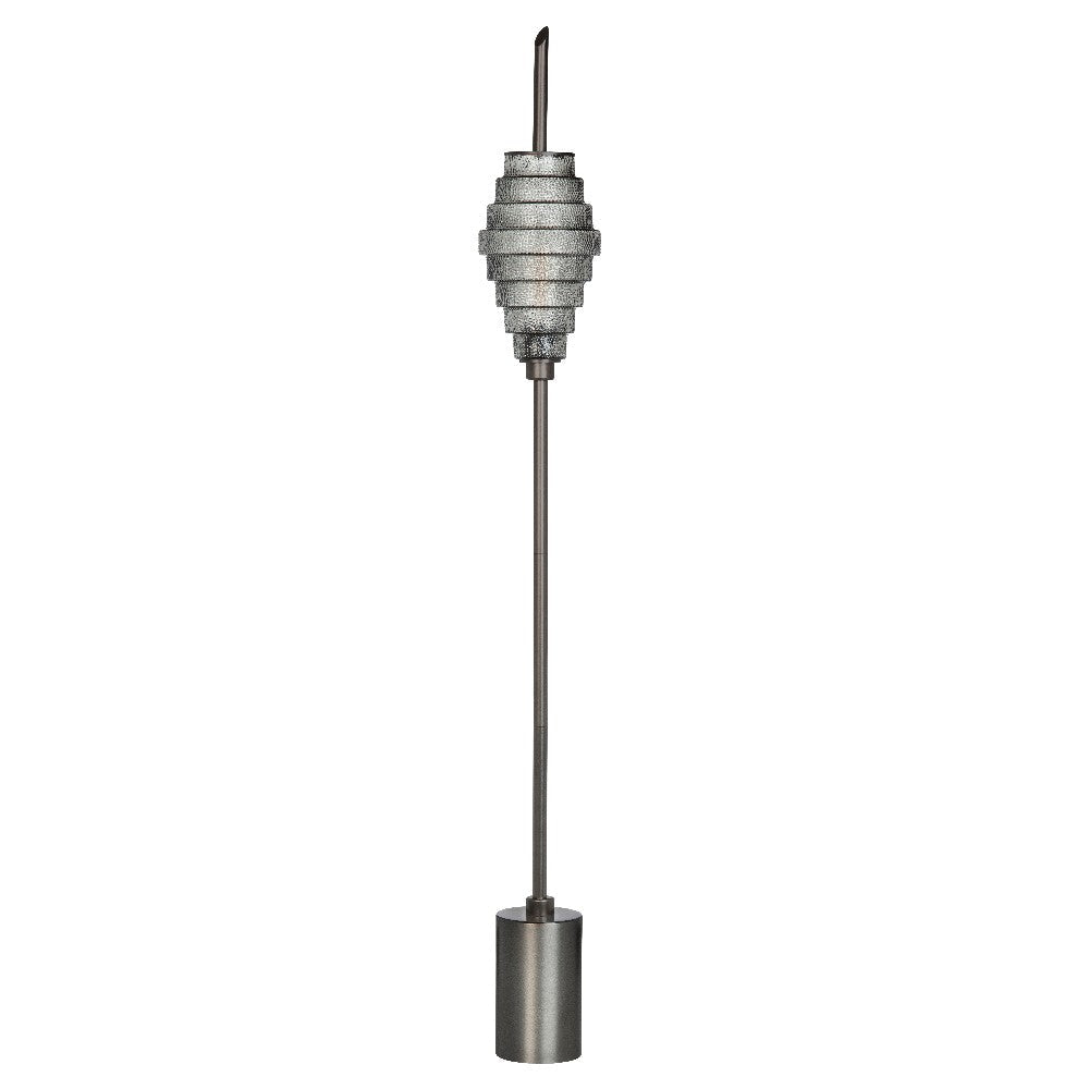 70" Floor Lamp | Gray-Green Glass Shade | Dark Gray Metal Base