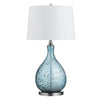 Taha Table Lamp with White Tapered Drum Shade | Metal Base | Blue Glass CCL-CVAZBS122