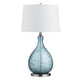 Taha Table Lamp with White Tapered Drum Shade | Metal Base | Blue Glass CCL-CVAZBS122