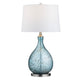 Taha Table Lamp with White Tapered Drum Shade | Metal Base | Blue Glass CCL-CVAZBS122