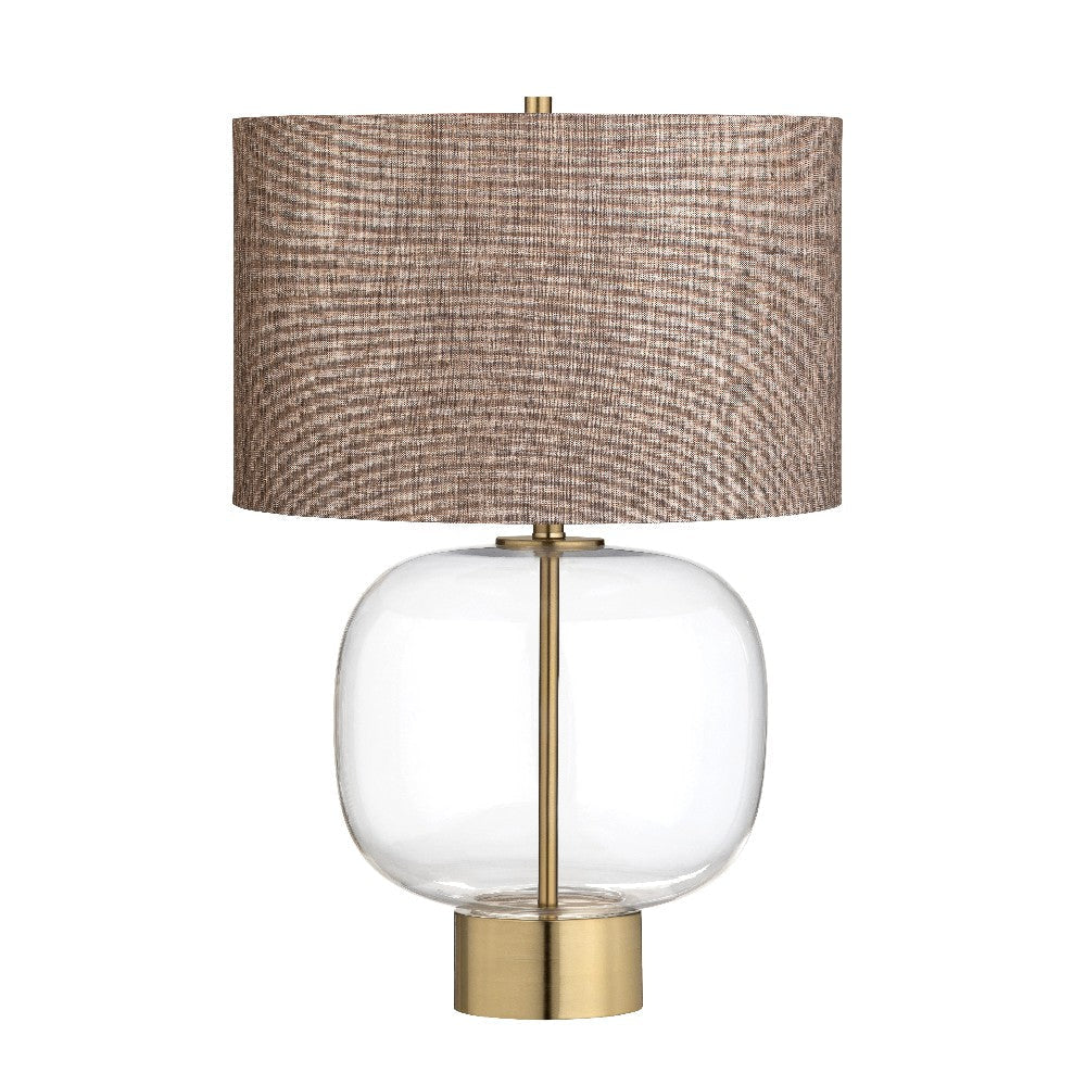 Aady Table Lamp | Brown Linen Shade | Gold Metal Accents | Clear Glass CCL-CVAZBS129