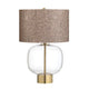 Aady Table Lamp | Brown Linen Shade | Gold Metal Accents | Clear Glass CCL-CVAZBS129