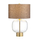 Aady Table Lamp | Brown Linen Shade | Gold Metal Accents | Clear Glass CCL-CVAZBS129