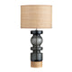 Shia Table Lamp with Textured Burlap Shade | Wooden Base | Green Glass