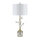 Cazy Table Lamp with Textured Burlap Shade | Crystal Leaves and Green Glass