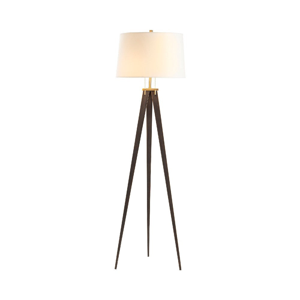 Lenny Accent Floor Lamp | Retro Bronze Metal Tripod Base | Linen Shade CCL-CVAZER041