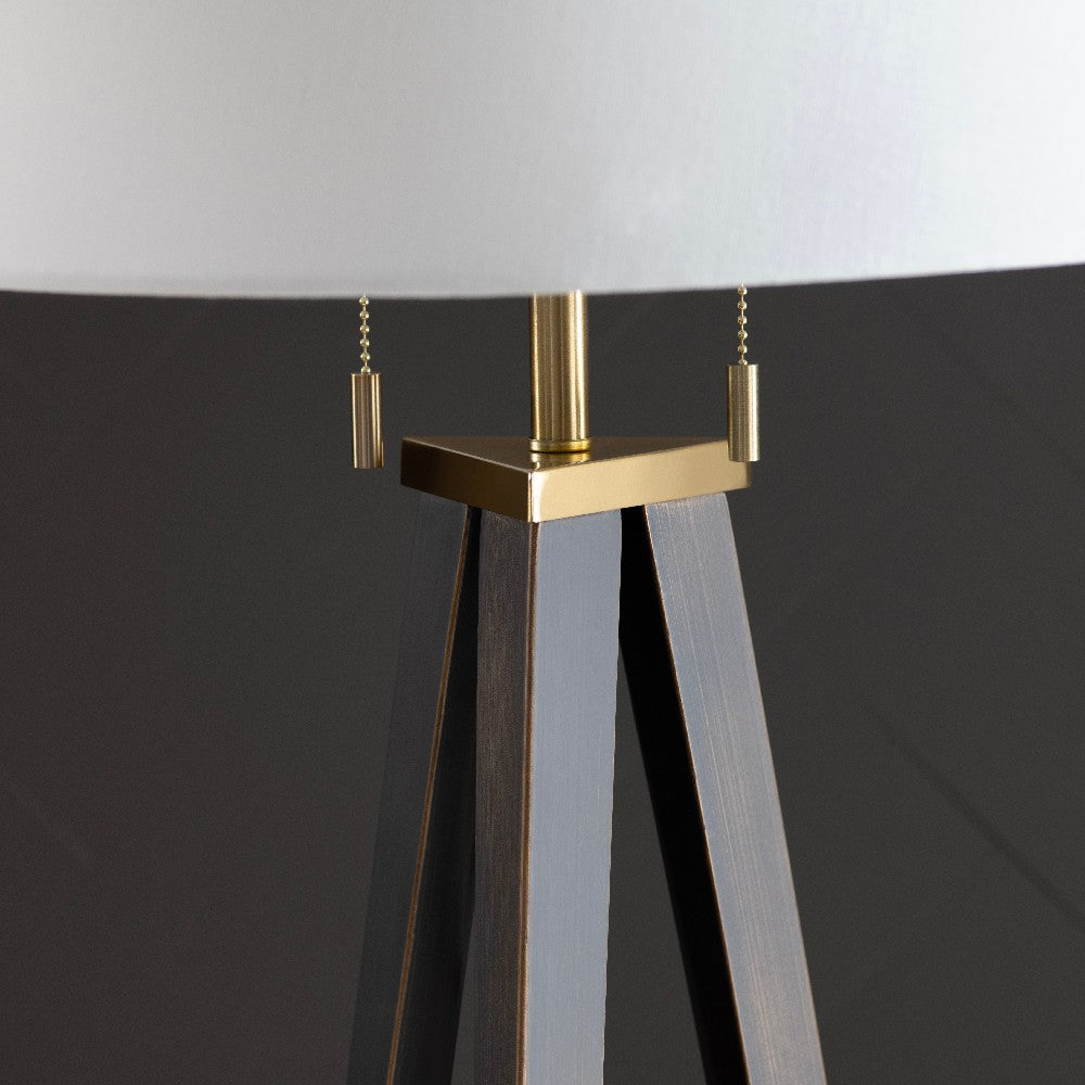 Lenny Accent Floor Lamp | Retro Bronze Metal Tripod Base | Linen Shade CCL-CVAZER041