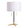 Vedy Table Lamp Set of 2 | Pull Chains | White Shade | Retro Black Gold Metal