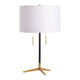 Vedy Table Lamp Set of 2 | Pull Chains | White Shade | Retro Black Gold Metal