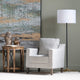 Vedy Floor Lamp with Retro Black Gold Metal Base | White Drum Shade CCL-CVAZER051