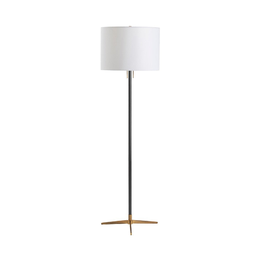 Vedy Floor Lamp with Retro Black Gold Metal Base | White Drum Shade