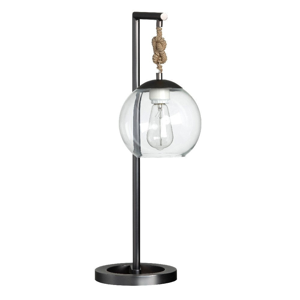 Monny Table Lamp Set of 2 | Glass Globe Shade | Arched Black Metal Frame