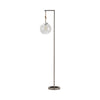 Monny Floor Lamp | Hand-Tied Rope | Glass Globe Shade | Arch Black Metal