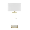 Jenie Table Lamp | Modern Gold Metal Angled Arm | Hardback Shade | Mirrored