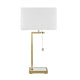 Jenie Table Lamp | Modern Gold Metal Angled Arm | Hardback Shade | Mirrored