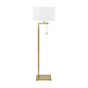 Jenie Floor Lamp with Angled Gold Metal Arm | Rectangular White Linen Shade