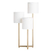 Barney Three Light Accent Table Lamp | White Linen Shades | Brass Metal