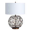 Tara Table Lamp | White Drum Shade | Woven Faux-Leather and Copper Metal CCL-CVAZER148
