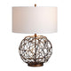 Tara Table Lamp | White Drum Shade | Woven Faux-Leather and Copper Metal CCL-CVAZER148