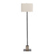 Tasha Floor Lamp | Gray Travertine Marble and Cream White Hardback Shade