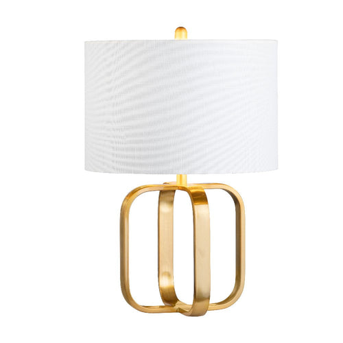 Gracie Table Lamp | White Cotton Velvet Shade | Open Design Gold Metal