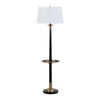 Clary Floor Lamp with Built-In Tray Table | Antique Style Brass | Off White Shade