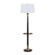 Clary Floor Lamp with Built-In Tray Table | Antique Style Brass | Off White Shade