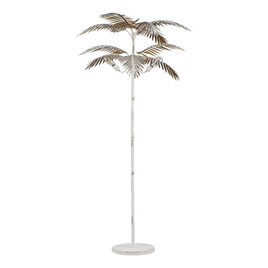 Masha Floor Lamp with Palm Frond Shade | Antique Brass and Black Metal