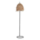 Siki Floor Lamp with Tan Layered Raffia Shade | Black Lacquered Metal