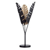 Rocky Table Lamp with Embossed Palm Frond Shade | Black Gold Metal