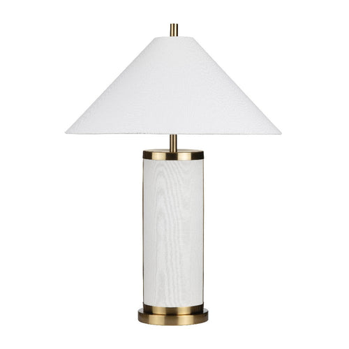 Holly Table Lamp Set of 2 | Gold Accented White Metal | Linen Drum Shade