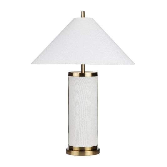 Holly Table Lamp Set of 2 | Gold Accented White Metal | Linen Drum Shade