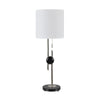Emmy Table Lamp with Marble Base | White Linen Shade | Nickel Metal