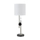 Emmy Table Lamp with Marble Base | White Linen Shade | Nickel Metal