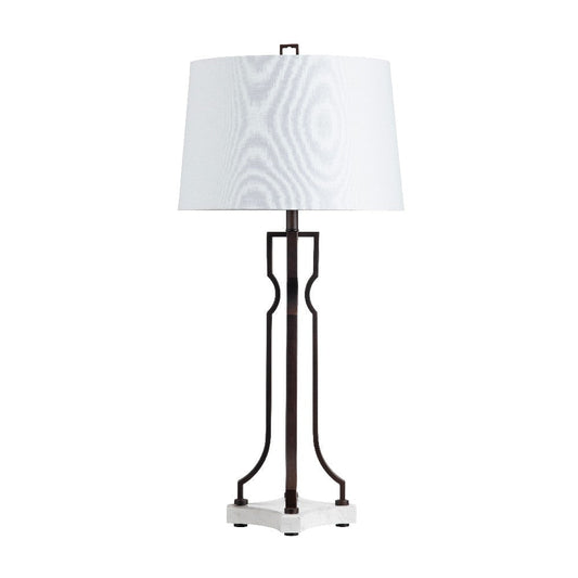 Traya Table Lamp with Tapered Shade | Aged Bronze | White-Gray Marble Base