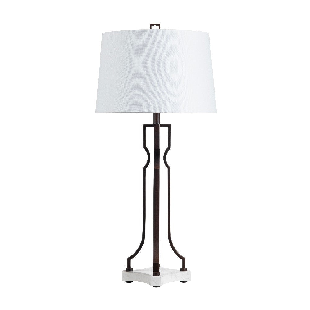 Traya Table Lamp with Tapered Shade | Aged Bronze | White-Gray Marble Base