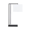 Lewy Table Lamp | White Linen Shade | C Shaped Arm | Black-Gray Metal